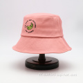 Chapeau de seau en coton extérieur rose